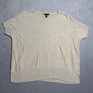 Eileen Fisher Shirt Womens M Dolman Sleeve Tencel Merino Wool Blend‎ Sweater Tan